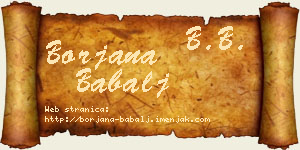 Borjana Babalj vizit kartica